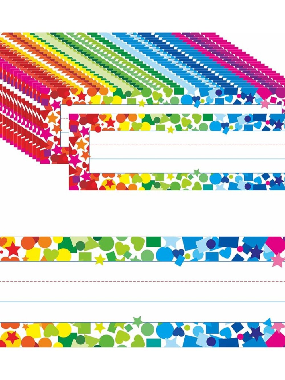 40PCS Desk Nameplates, Double Sided PET Film Confetti Desk Name Tags Erasable &